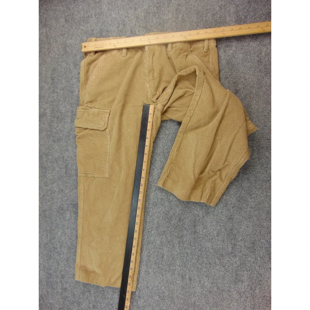 True Religion Cargo Pants Mens 31‎ Tan Solid Corduroy Y2K Streetwear Gorpcore